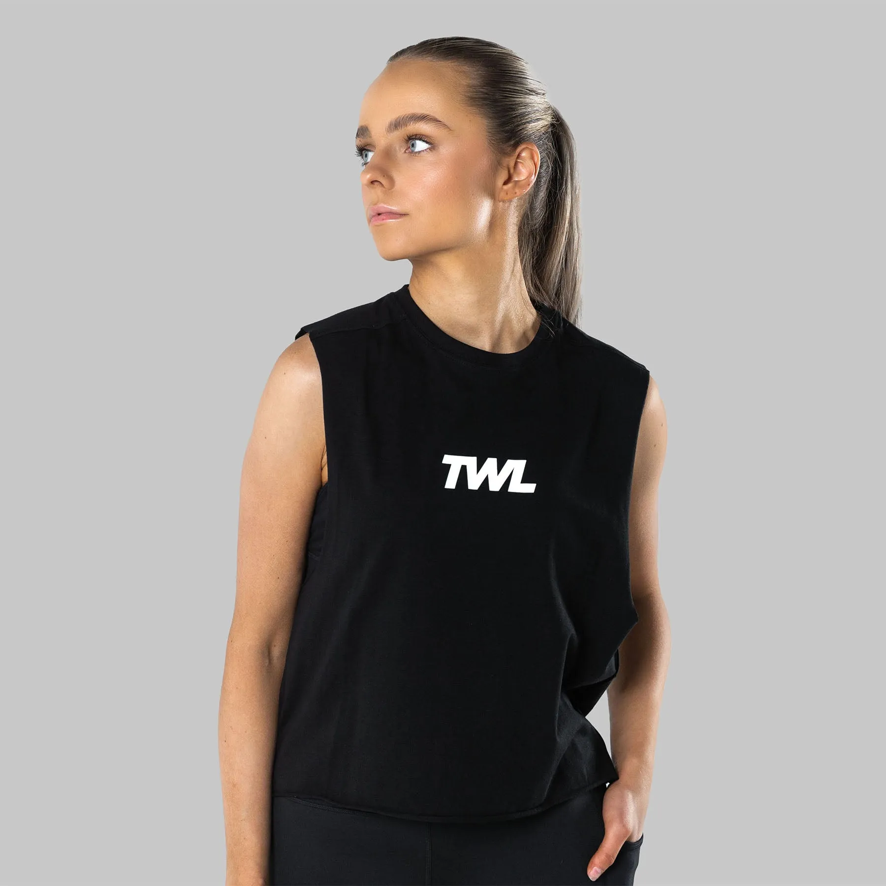 TWL - WOMEN'S SLASH CROP - BLACK/WHITE