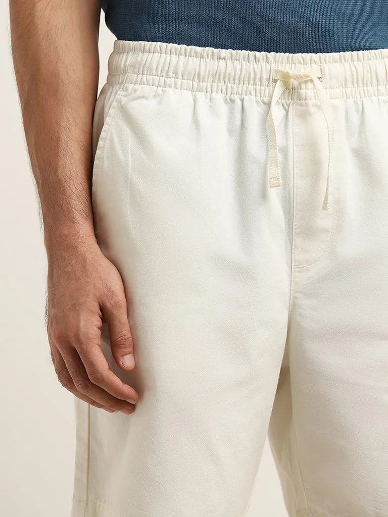 WES Lounge Off-White Mid-Rise Relaxed Fit Shorts