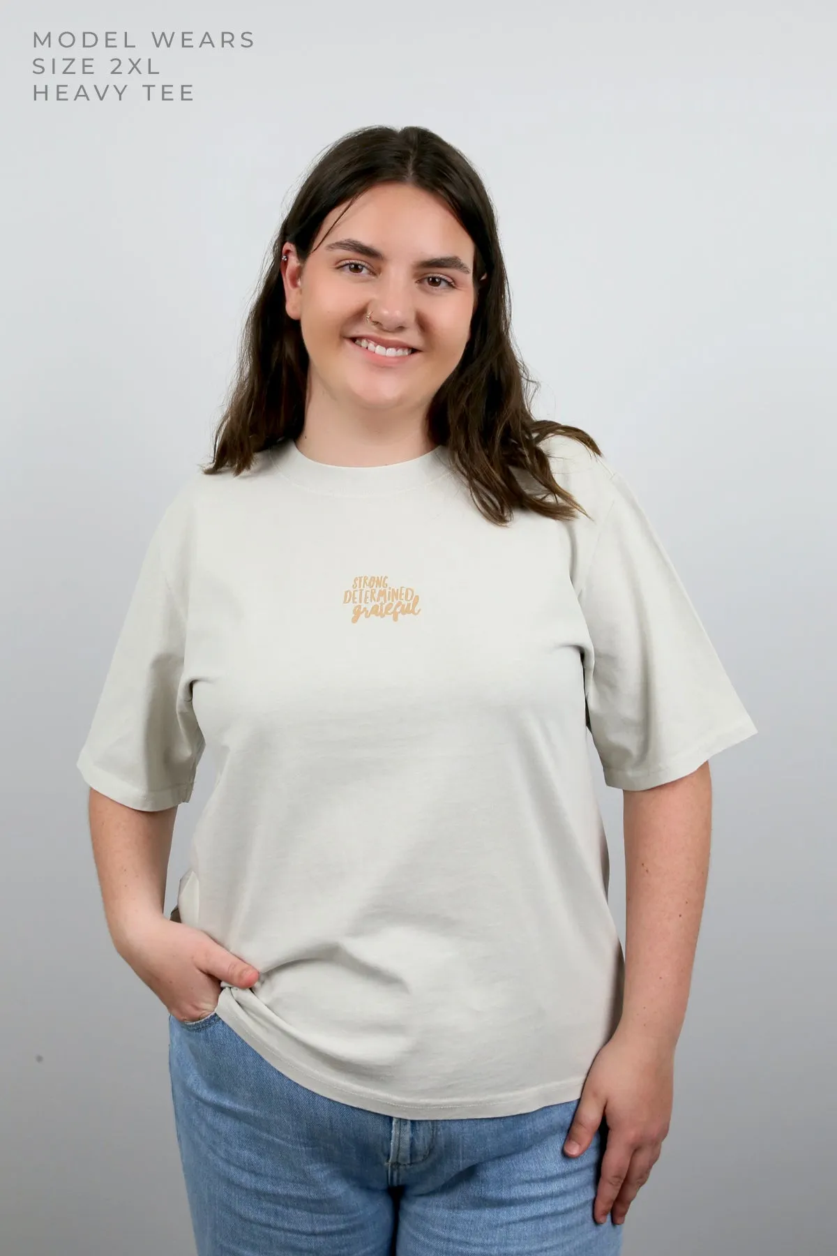 WORTHY BEAUTIFUL BRAVE - Washed Bone Heavy Tee - Caramel Print