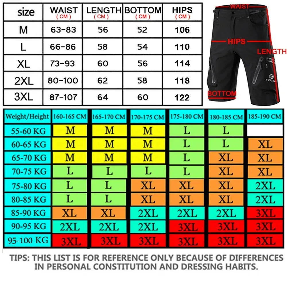 X-TIGER Mountain Bike Shorts Multi-Pockects Breathable Loose Riding Road MTB Shorts Outdoor Sports Waterproof Cycling Pants